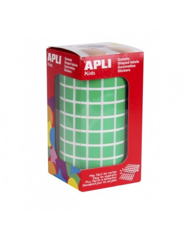 Apli Rollo de Gomets Cuadrados - Adhesivo Permanente - 6.372 Gomets - Desarrolla Habilidades y Creatividad - Adhesivo Base