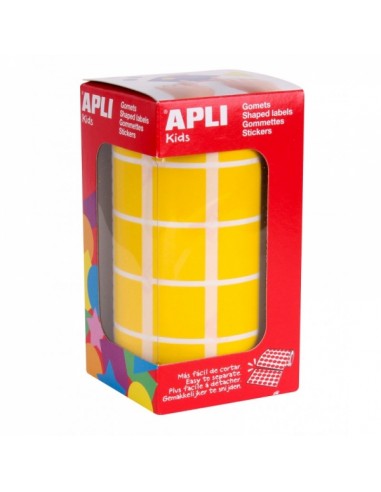 Apli Rollo de Gomets Cuadrados - Adhesivo Permanente - 1.770 Gomets - Desarrolla Habilidades - Adhesivo Base Agua - Color