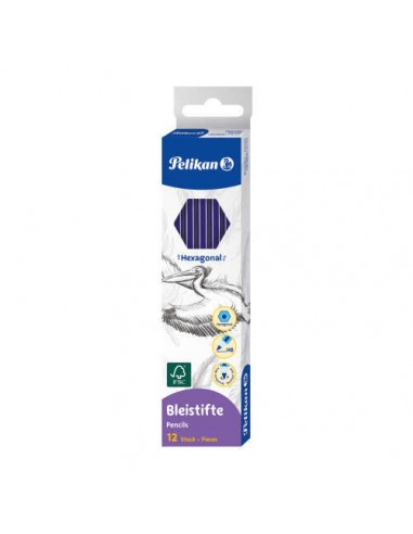 Pelikan Lapiz Hexagonal de Madera HB - Punta de Grafito - Mina Resistente
