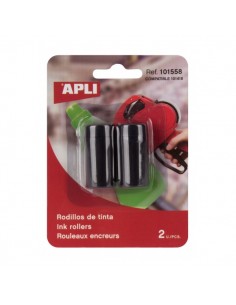 Apli Pack de 2 Recambios de Cartucho de Tinta para Etiquetadoras de Precios - Negro - Compatible con Apli 101418