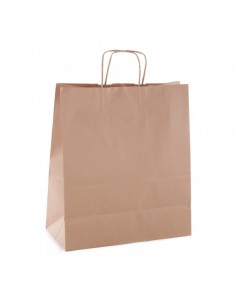 Apli Pack de 50 Bolsas Kraft - Alta Resistencia - Asas Rizadas - Reutilizables y Reciclables - Color Marron