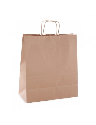 Apli Pack de 50 Bolsas Kraft - Alta Resistencia - Asas Rizadas - Reutilizables y Reciclables - Color Marron