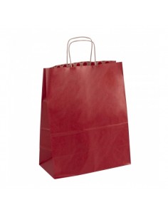 Apli Pack de 50 Bolsas Kraft - Alta Resistencia - Asas Rizadas - Reutilizables y Reciclables - Color Rojo