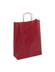 Apli Pack de 50 Bolsas Kraft - Alta Resistencia - Asas Rizadas - Reutilizables y Reciclables - Color Rojo