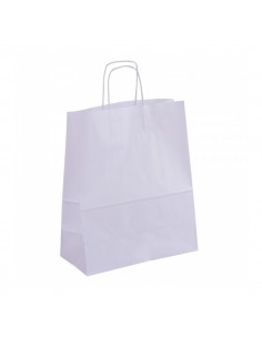 Apli Pack de 50 Bolsas Kraft - Alta Resistencia - Asas Rizadas - Reutilizables y Reciclables - Color Blanco