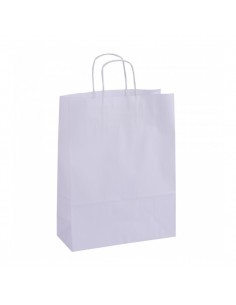 Apli Pack de 50 Bolsas Kraft - Alta Resistencia - Asas Rizadas - Reutilizables y Reciclables - Color Blanco