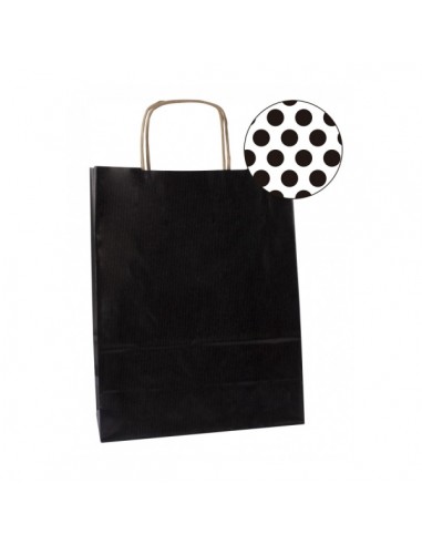 Apli Pack de 50 Bolsas Kraft - Alta Resistencia - Asas Rizadas - Reutilizables y Reciclables - Color Negro
