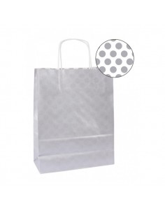 Apli Pack de 50 Bolsas Kraft - Alta Resistencia - Asas Rizadas - Reutilizables y Reciclables - Color Plata