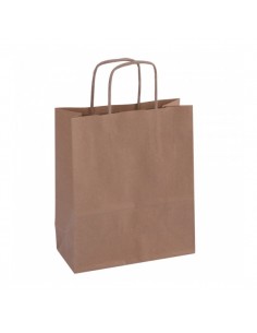 Apli Pack de 50 Bolsas Kraft - Alta Resistencia - Asas Rizadas - Reutilizables y Reciclables - Color Marron