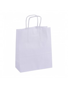 Apli Pack de 50 Bolsas Kraft - Alta Resistencia - Asas rizadas - Reutilizables y reciclables - Color Blanco