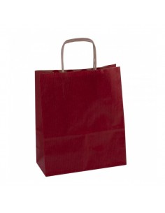Apli Pack de 50 Bolsas Kraft - Alta Resistencia - Asas rizadas - Reutilizables y reciclables - Color Rojo