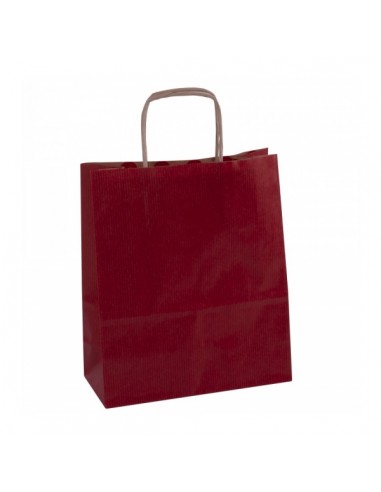 Apli Pack de 50 Bolsas Kraft - Alta Resistencia - Asas rizadas - Reutilizables y reciclables - Color Rojo