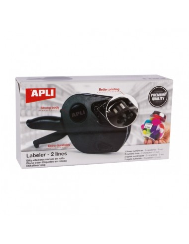 Apli Maquina Etiquetadora de Precios Premium - 2 Lineas - 9 Caracteres - Facil Uso - Instalacion Rapida - Correa de Muñeca -