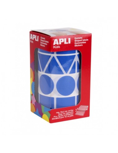 Apli Rollo de Gomets con Formas Surtidas - Adhesivo Permanente - 1.357 Gomets - Ideal para Guarderias - Desarrolla