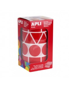 Apli Rollo de Gomets con Formas Surtidas - Adhesivo Permanente - 1.357 Gomets - Ideal para Guarderias - Fomenta