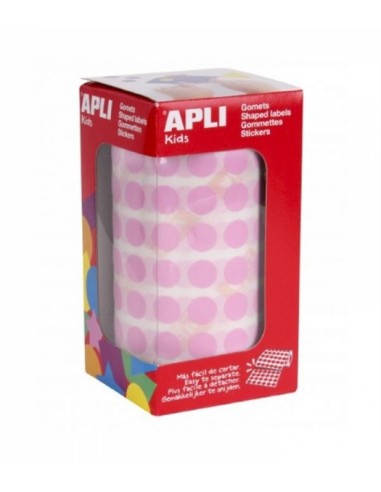 Apli Rollo de Gomets Redondos - Adhesivo Permanente - 5.192 Gomets - Fomenta la Psicomotricidad - Adhesivo Base Agua - Libre