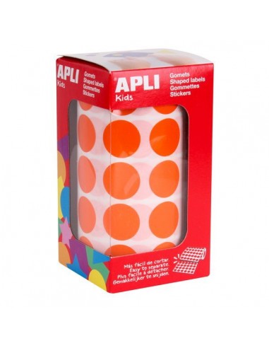 Apli Rollo de Gomets Redondos Ø 20mm - Adhesivo Permanente - 1.770 Gomets - Adhesivo Base Agua - Libre de Disolventes -