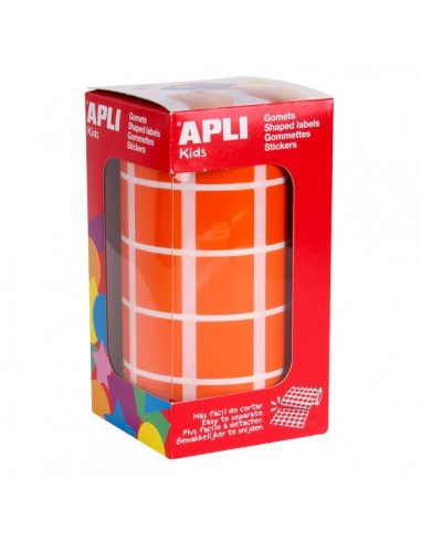 Apli Rollo de Gomets Cuadrados - Adhesivo Permanente - 1.770 Gomets - Faciles de Separar - Adhesivo Base Agua - Libre de
