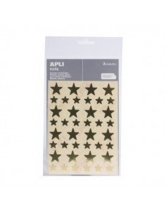 Apli Bolsa de Gomets en Forma de Estrella - Adhesivo Permanente - Adhesivo Base Agua - Libre de Disolventes - Color Oro