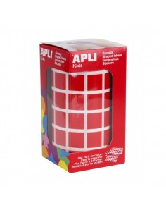 Apli Rollo de Gomets Cuadrados - Adhesivo Permanente - 2.832 Gomets - Adhesivo Base Agua - Libre de Disolventes - Color Rojo