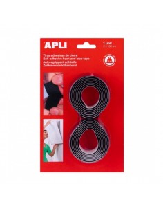 Apli Cinta Adhesiva Gancho Bucle - Union Segura - Reutilizable - Resistencia 10 kg - Adhesivo Acrilico de Alta Calidad -