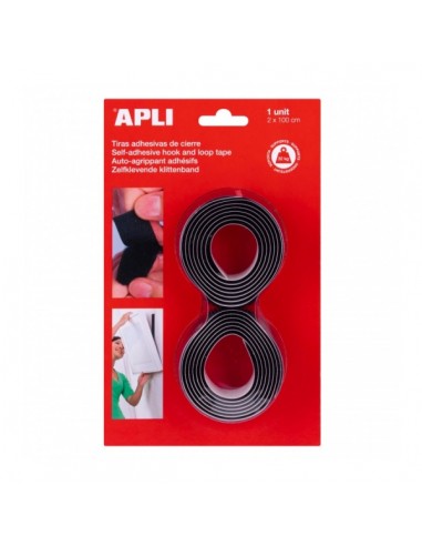 Apli Cinta Adhesiva Gancho Bucle - Union Segura - Reutilizable - Resistencia 10 kg - Adhesivo Acrilico de Alta Calidad -