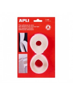 Apli Cinta Adhesiva Gancho Bucle - Union Segura - Reutilizable - Resistencia 10 kg - Adhesivo Acrilico - Alternativa a