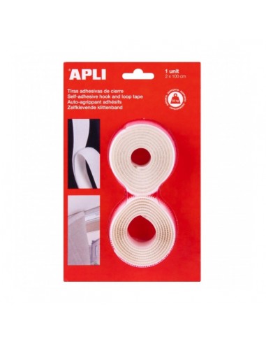 Apli Cinta Adhesiva Gancho Bucle - Union Segura - Reutilizable - Resistencia 10 kg - Adhesivo Acrilico - Alternativa a