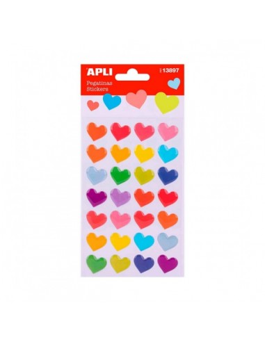 Apli Bolsa de Pegatinas en Forma de Corazones - Estampados de Colores - Acabado Fieltro - Adhesivo Permanente - Estimula