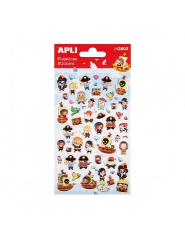 Apli Bolsa de Pegatinas de Piratas - Acabado Epoxy - Adhesivo Permanente - Ideal para Scrapbooking y Decoracion - Fomenta