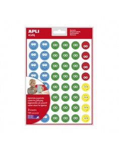 Apli Bolsa de Gomets Cara Feliz II - Adhesivo Removible - 144 Gomets - 4 Estilos de Caras - Fomenta Expresion Emocional -