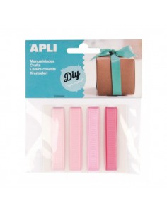 Apli Pack de 4 Cintas de Tela - Ideales para Manualidades - Scrapbooking - Envolver Regalos - Decoraciones para Eventos y