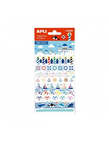 Apli Bolsa de Pegatinas de Verano - Tematica Nautica - 58 Pegatinas - Adhesivo Permanente - Ideal para Scrapbooking y