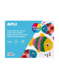 Apli Bloc de Papel de Seda - 10 Hojas - Ideal para Manualidades y Papiroflexia - Colores Surtidos