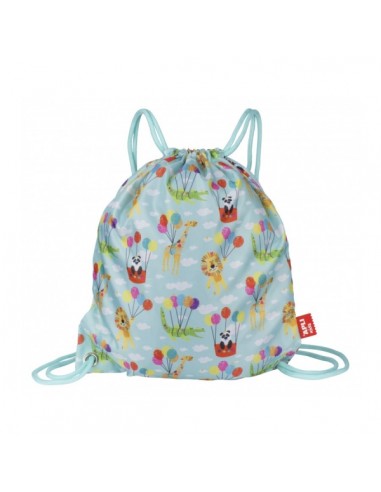 Apli Bolsa de Tela con Cierre de Cordon - Dibujos de Animales - Ideal para Guarderia-Cole o Excursiones