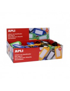 Apli Pack de 100 Llaveros con Etiqueta - Facil Apertura - Ideal para Oficinas-Almacenes y Hogar - Color Amarillo