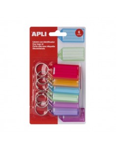 Apli Pack de 6 Llaveros Premium con Etiqueta - Facil Apertura - Ideal para Oficinas-Almacenes y Hogar - Color Azul