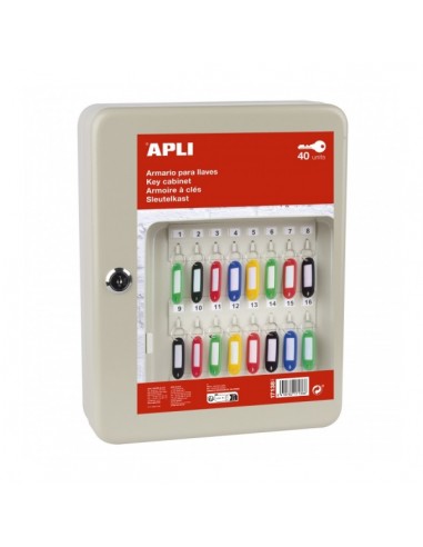 Apli Armario Porta Llaves con Cierre - 40 Posiciones - Ideal para Oficinas y Almacenes - Organizacion y Acceso Facil - No