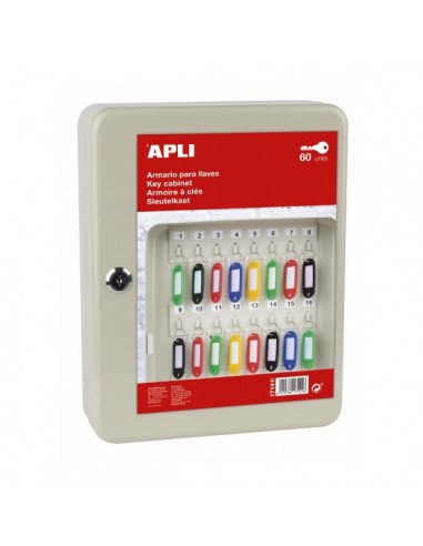 Apli Armario Porta Llaves con Cierre - 60 Posiciones - Ideal para Oficinas y Almacenes - Organizacion y Acceso Facil - No
