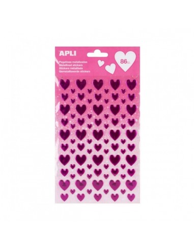 Apli Bolsa de Pegatinas Corazon - Adhesivo Permanente - Ideal para Scrapbooking - Decoracion de Albumes y Tarjetas - Estimula