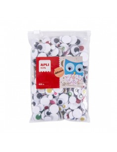 Apli Ojos Moviles Adhesivos - Gran Adhesion - Formato MAXI - Ideal para Escuelas y Manualidades - Color Amarillo