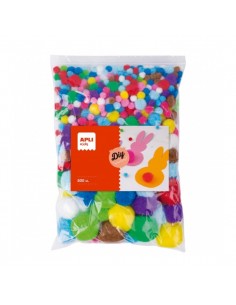 Apli Pack de 500 Pompones - Formato MAXI - Ideal para Escuelas y Talleres Infantiles - Estimula la Imaginacion y Creatividad