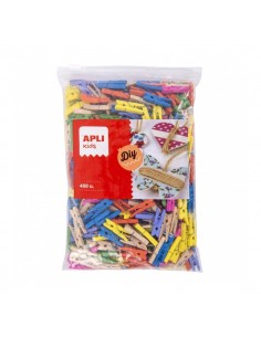 Apli Pack de 450 Mini Pinzas de Madera - Ideal para Decorar y Sujetar Tarjetas-Fotos y Mas - Perfectas para Escuelas y