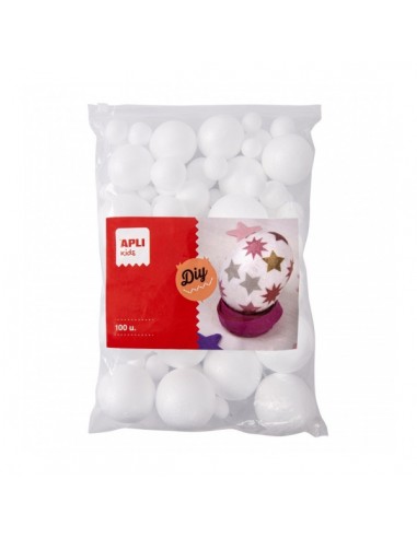Apli Bolas de Poliestireno - Alta Densidad - Faciles de Cortar y Pintar - Formato MAXI Ideal para Escuelas - Perfectas para