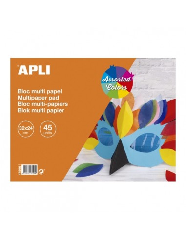 Apli Bloc de Papeles Surtidos - Papel Charol - Papel Seda - Papel Celofan - Papel Aluminio - Cartulina - Ideal para