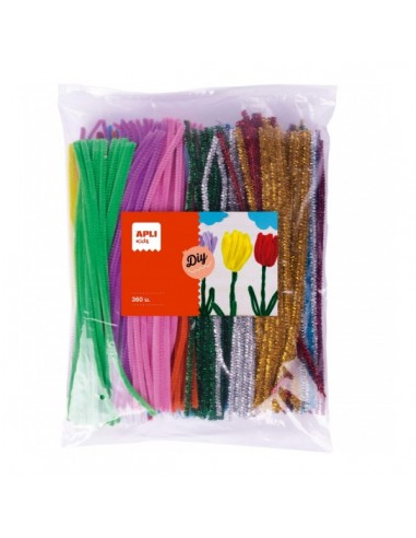 Apli Limpiapipas para Manualidades MAXI - Flexibles - Suaves - Tupidos - Facil Manipulacion - Bolsa Zip Mejorada - 360