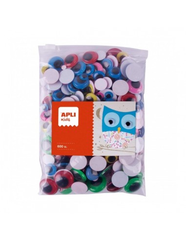 Apli Ojos Moviles Adhesivos MAXI - Ideal para Escuelas y Talleres - Bolsa Zip Mejorada - 600 Ojos - Color Amarillo