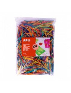 Apli Mini Palitos de Madera Surtidos - Formato MAXI - 1500 Unidades - Alta Resistencia - Faciles de Pegar y Cortar -