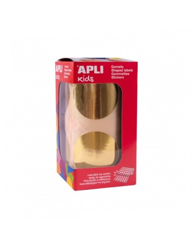 Apli Rollo de Gomets Redondos Ø45mm Metalizado - Adhesivo Permanente - 354 Gomets por Rollo - Fomenta la Creatividad y