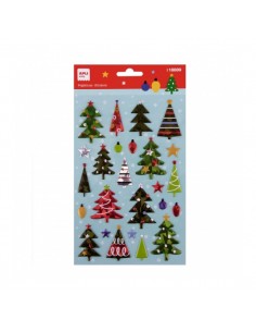 Apli Bolsa de Pegatinas Navideñas de Arboles de Navidad - Detalles Metalizados - Adhesivo Permanente - Ideal para